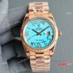 Swiss Quality Copy Rolex Day-date 41 Turquoise Watch with Diamond Roman Citizen